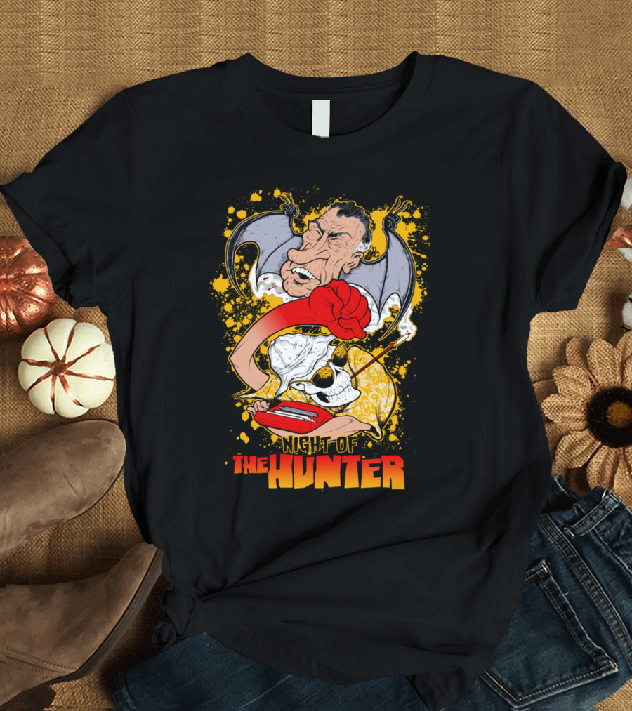 Night Of The Hunter Skull Bat Boxing Retro Comic T-Shirt