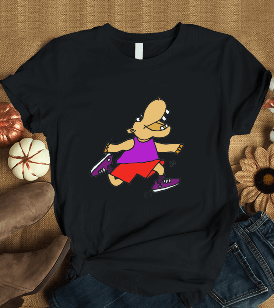 Does This Shirt Make Me Look Fast Funny Jogging Hippo Cartoon T-Shirt