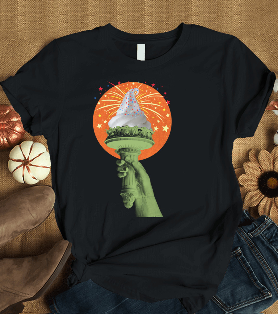 A Taste Of Freedom Pal Statue Torch Ice Cream Fireworks T-Shirt