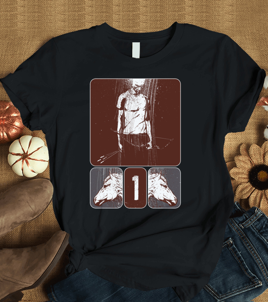 And He Rode Out As A Conqueror Bent On Conque With Archer and Horse Heads Number 1 T-Shirt