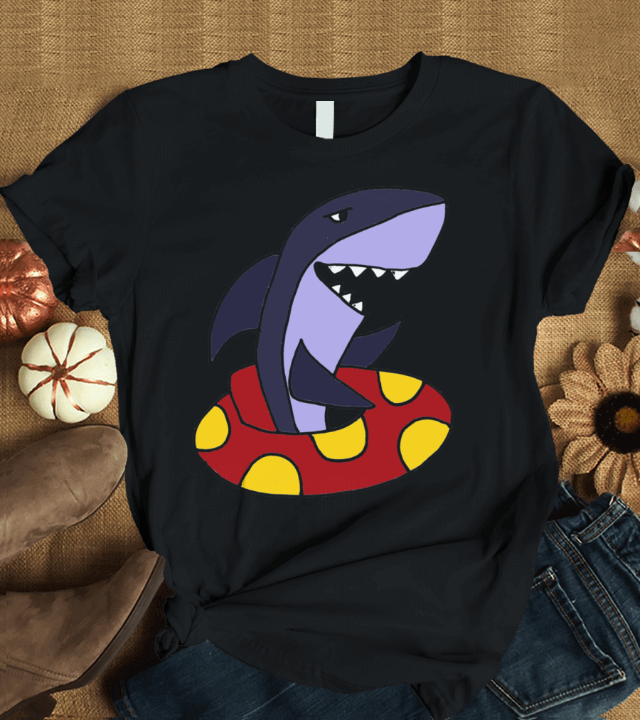 Cool Funny Shark Floating in Inner Tube T-Shirt
