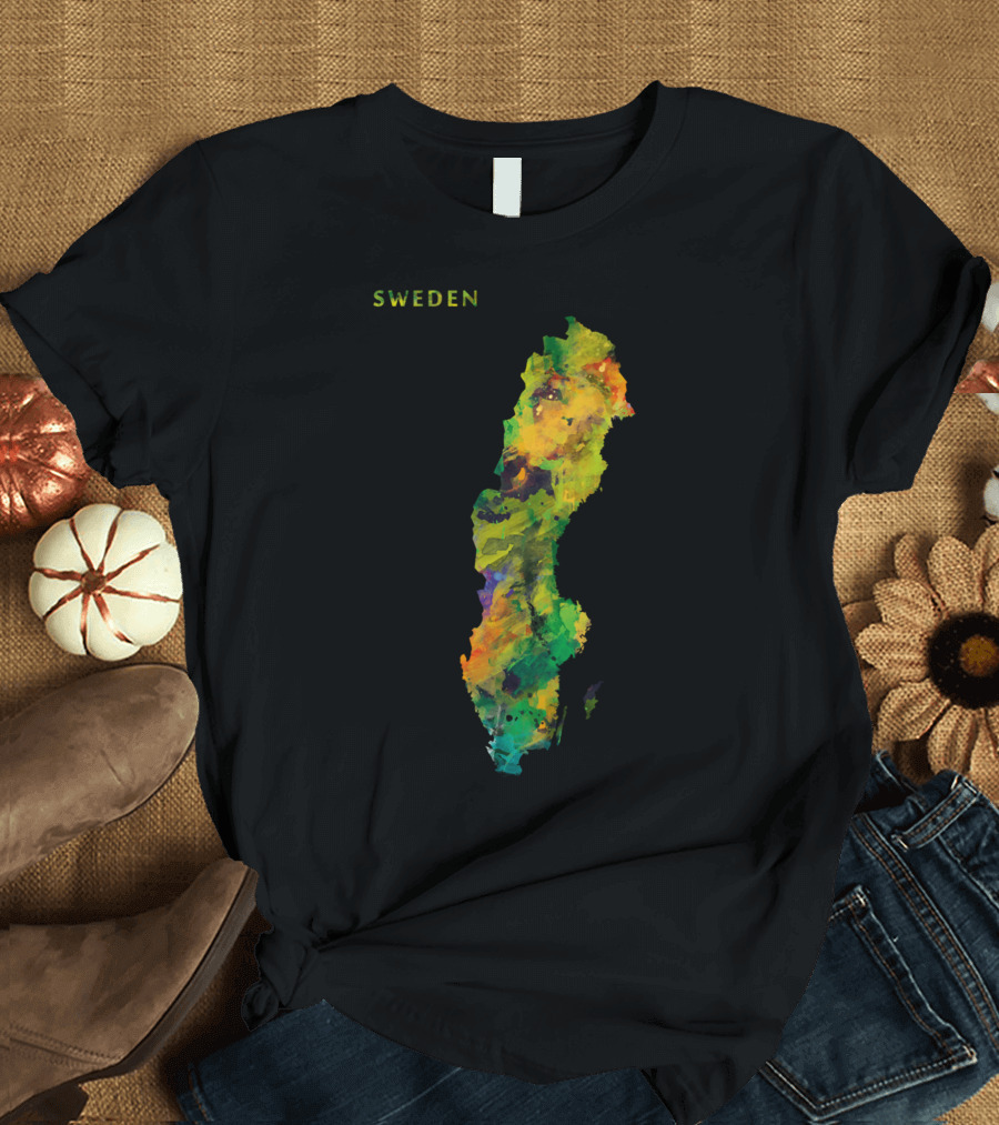 Sweden Colorful Map T-Shirt