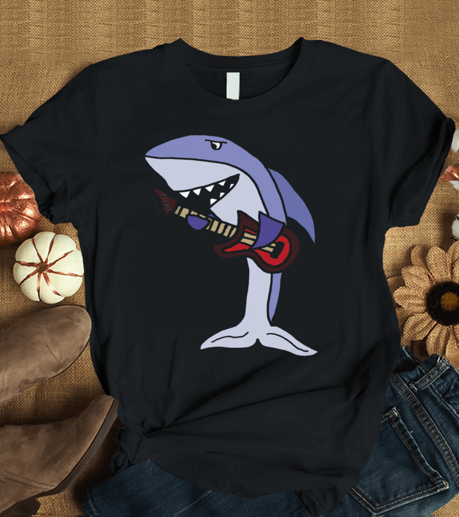 Cool Shark Playing Red Guitar T-Shirt