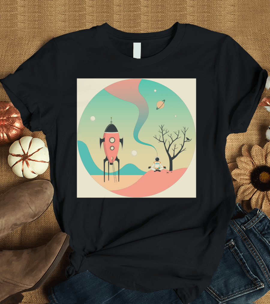 EXPLORE Cosmic Adventure with Rocket Astronaut and Saturn T-Shirt