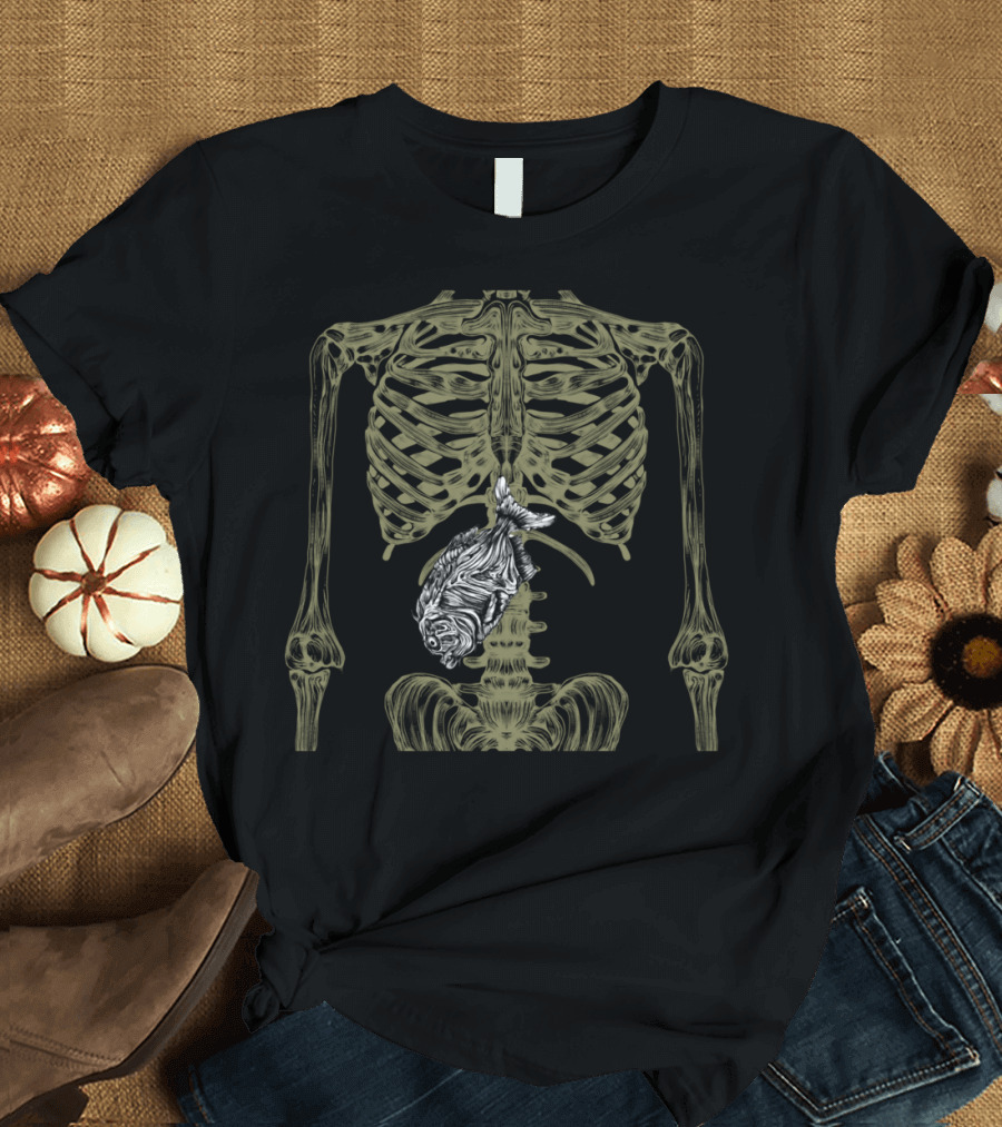 Fish Inside Ribcage Skeleton T-Shirt
