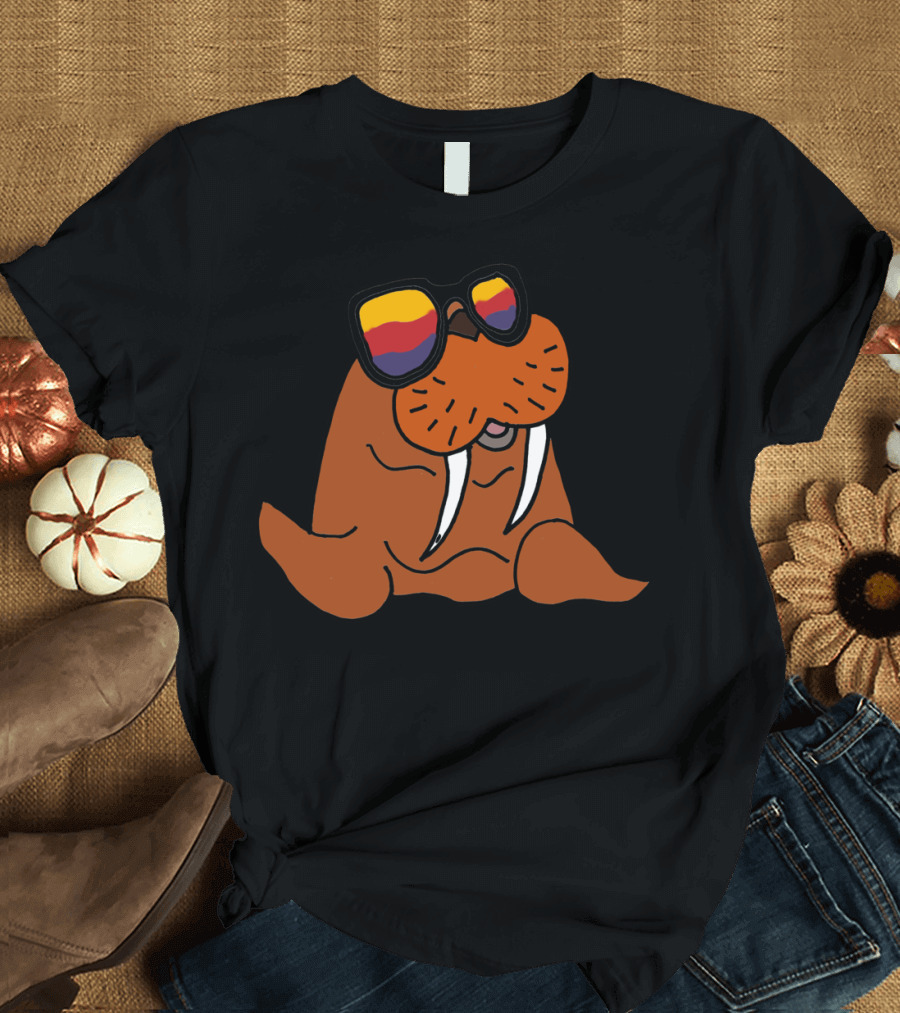 Cool Funny Walrus Wearing Colorful Sunglasses T-Shirt