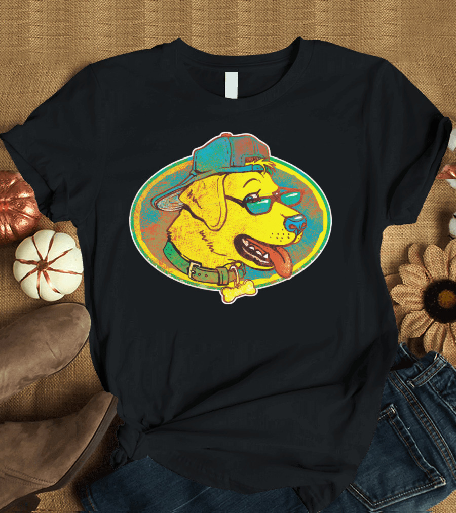 Cool Golden Retriever with Shades and Backwards Cap T-Shirt