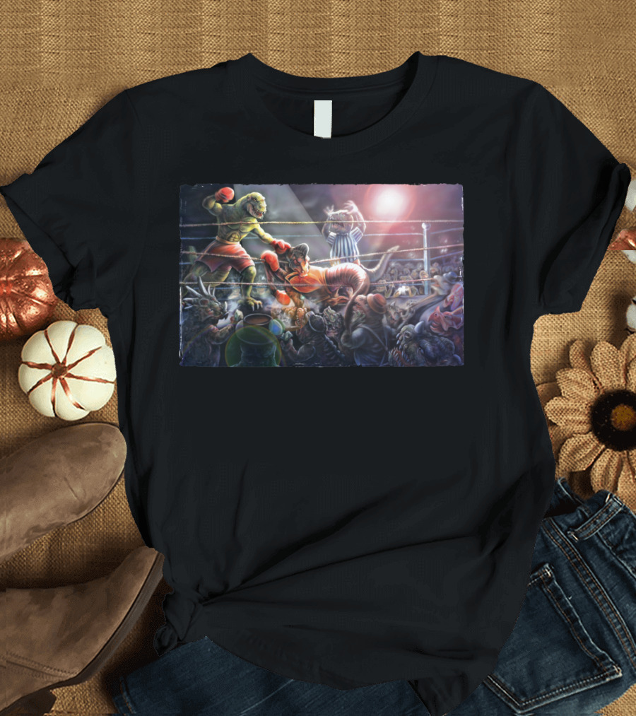 Battle Of The Ages Dinosaur Boxing Match Spectacle T-Shirt