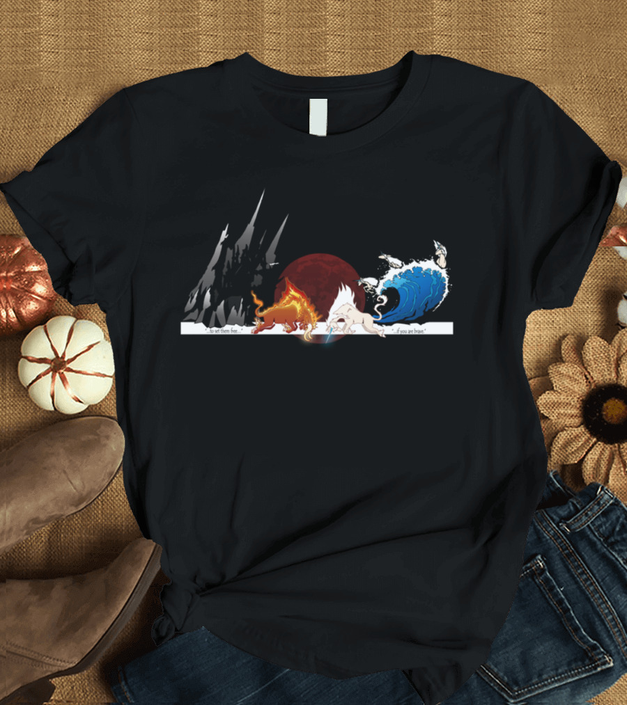 Avatar Elements Battle The Red Bull Fire Earth Water Air Cycle We Set Them Free If You Are Brave T-Shirt
