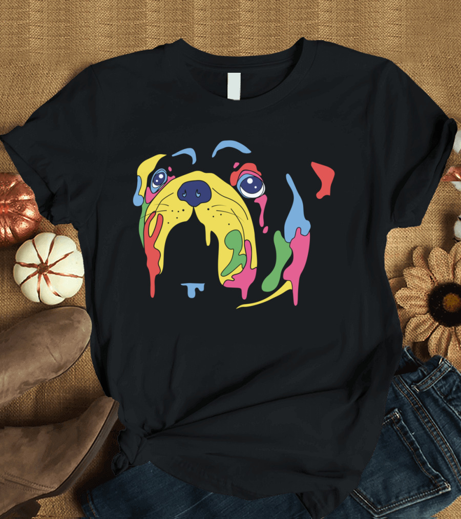 Sweet Colorful Paint Drops On Pug Face T-Shirt