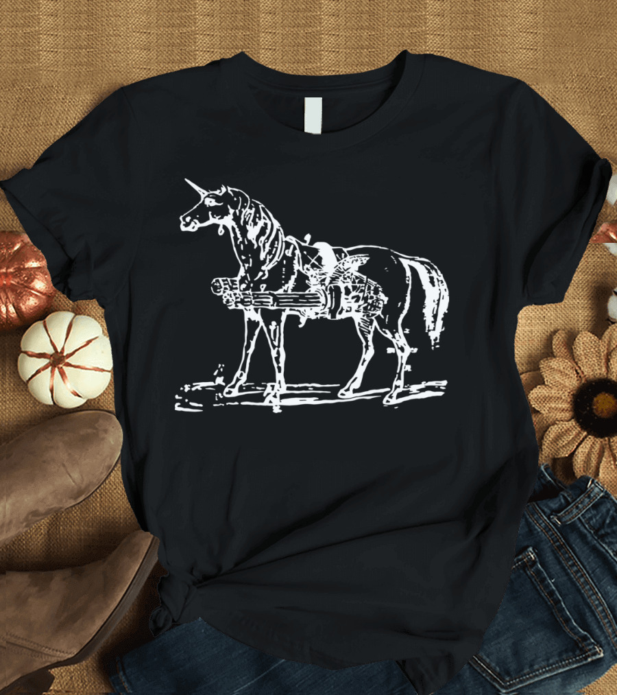 Battlecorn Unicorn with Gatling Gun T-Shirt