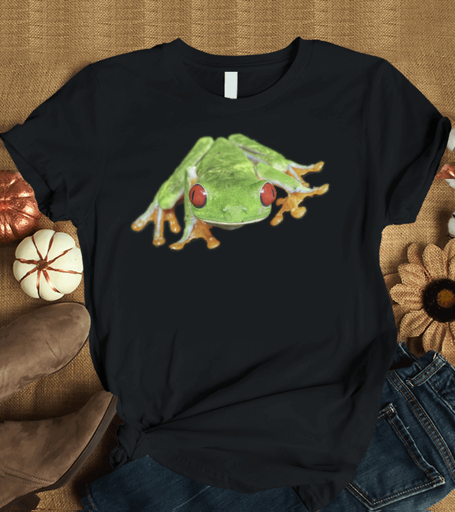Red Eyed Tree Frog Bright Green and Orange Details T-Shirt