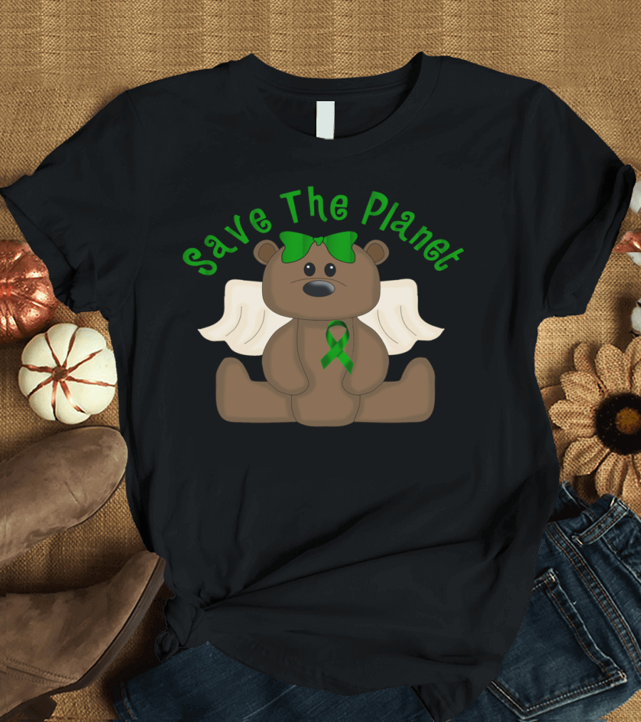Save The Planet Winged Teddy Bear with Green T-Shirt