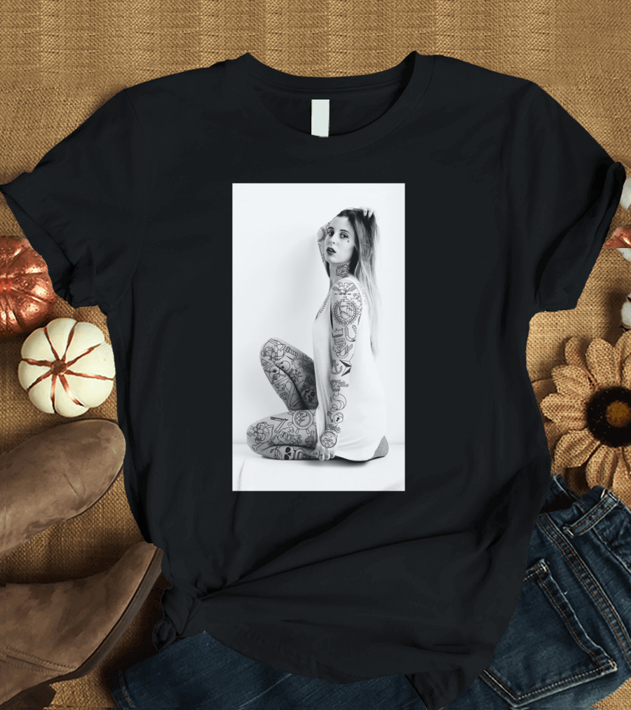 Angie Tattoo Art Black and White Fashion Pose T-Shirt