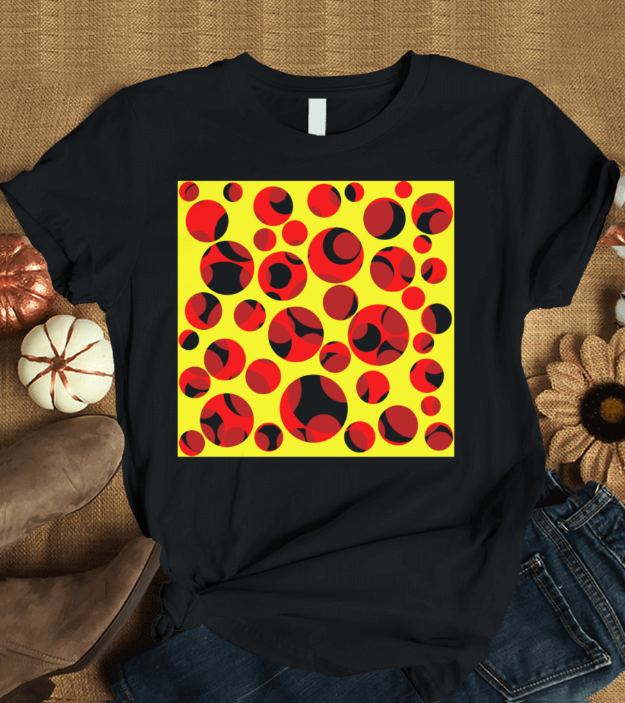 Swiss Cheese Red and Black Circular T-Shirt