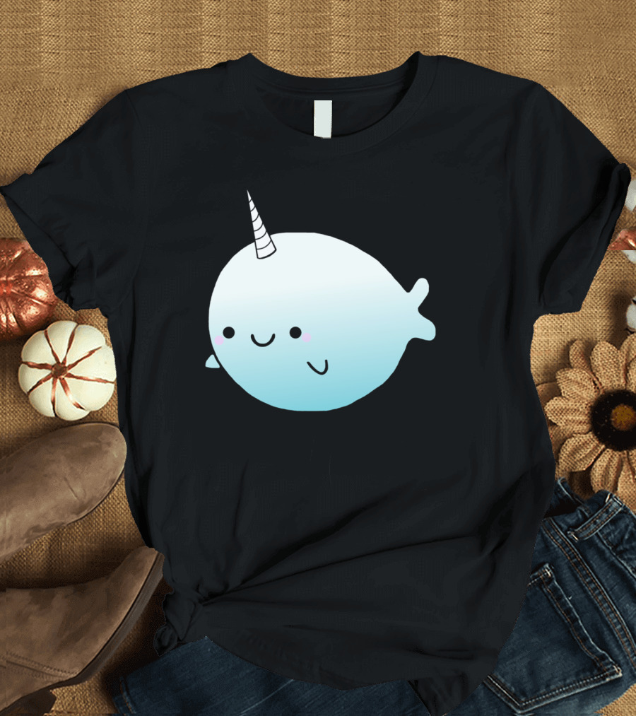 Be Magical Cute Smiling Narwhal with Horn T-Shirt