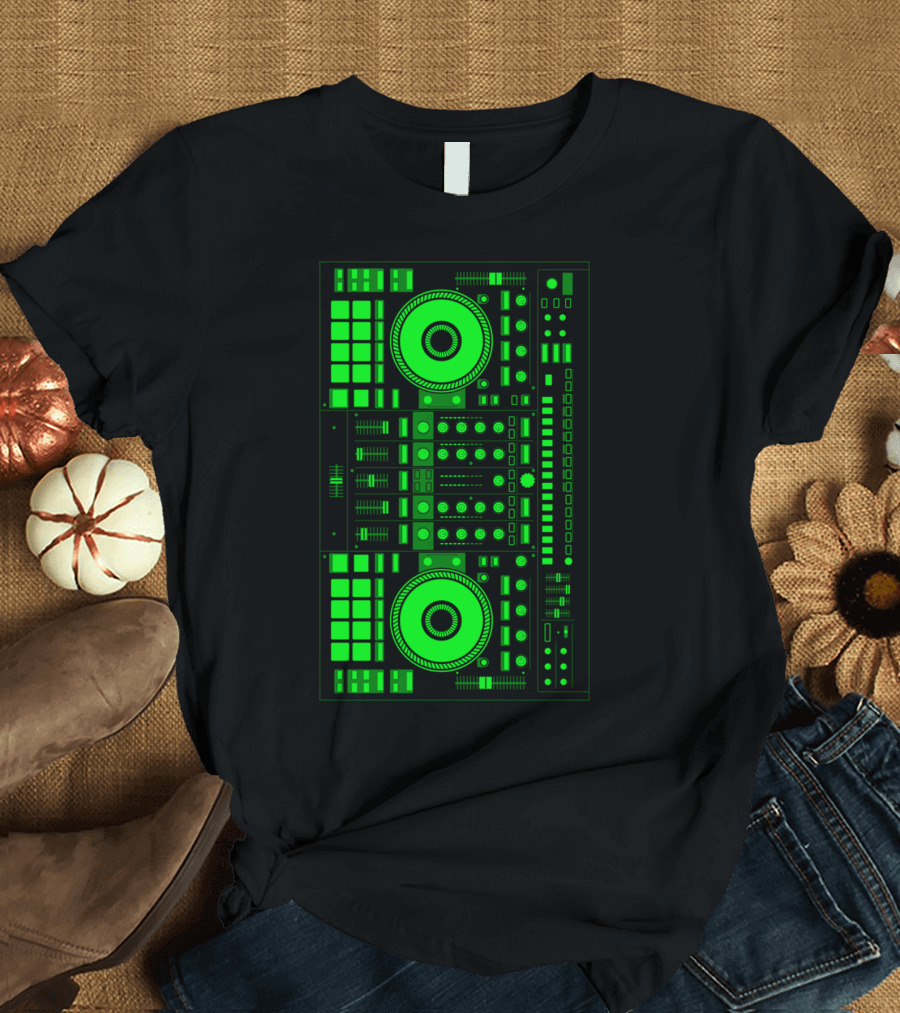 DJ Green Neon Turntable Controller T-Shirt