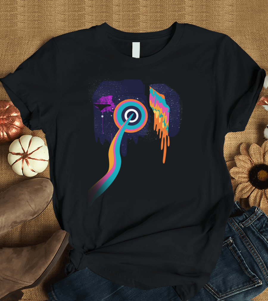 Cosmic View Rainbow Prism Galaxy Camera T-Shirt