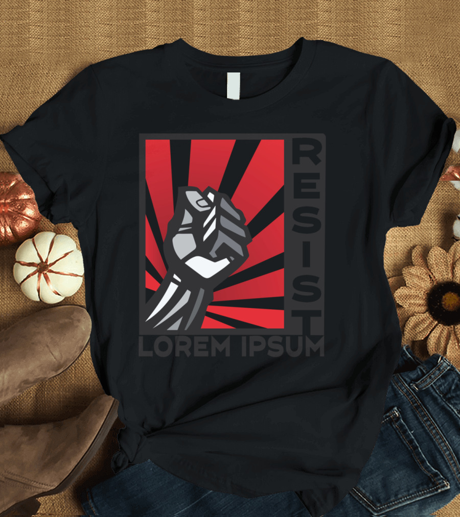 RESIST LOREM IPSUM Fist Red Black Sunburst Iconic T-Shirt