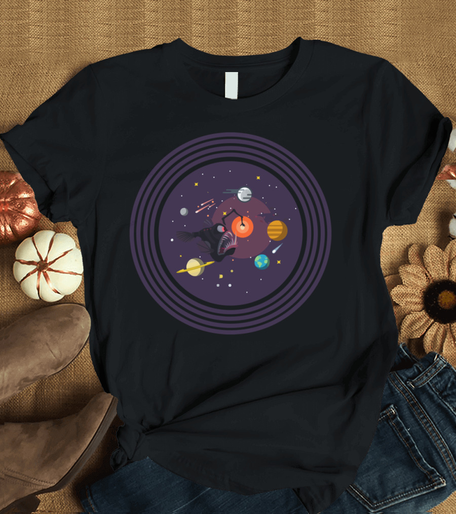 Cosmos Fish Journey Through Outer Space Planets T-Shirt