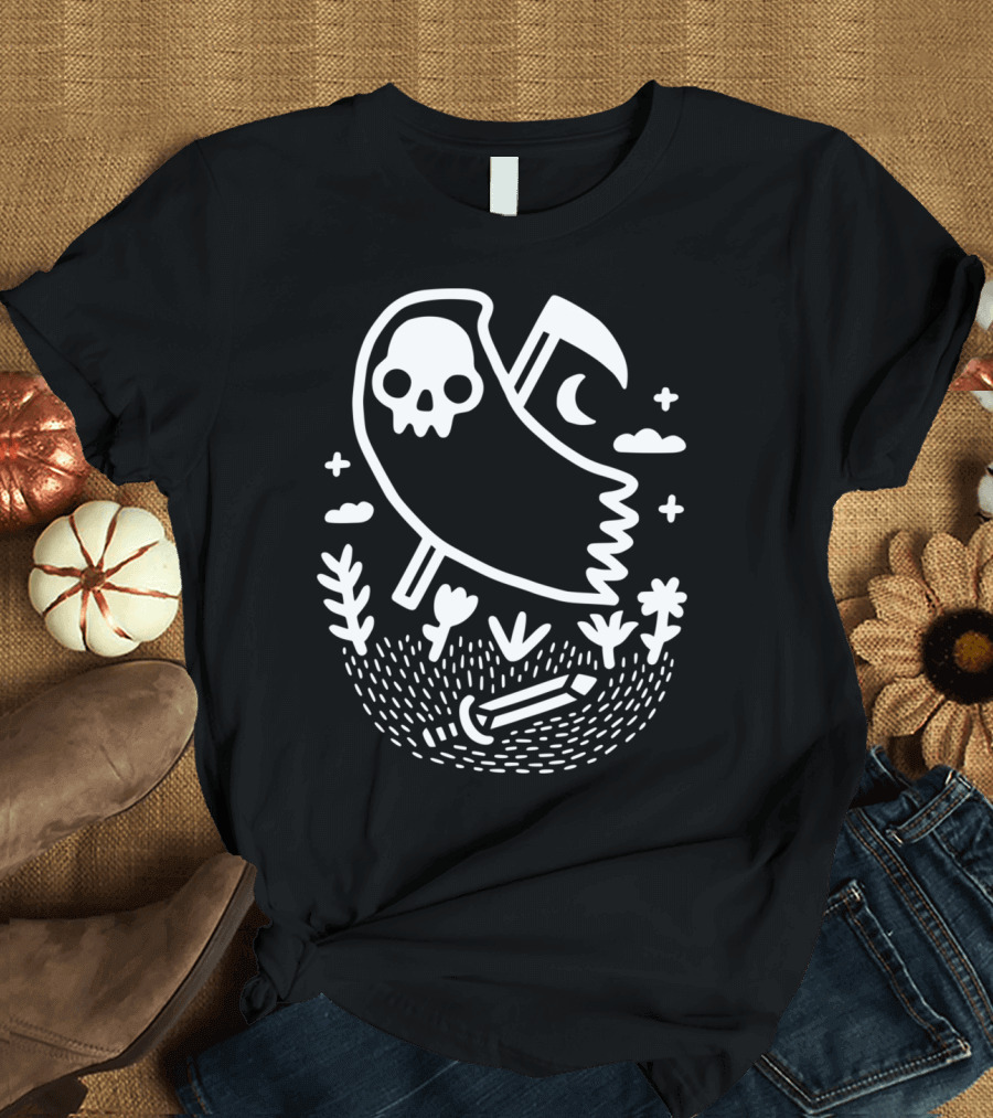 Another Grim Night Under the Crescent Moon with Scythe and Sword T-Shirt