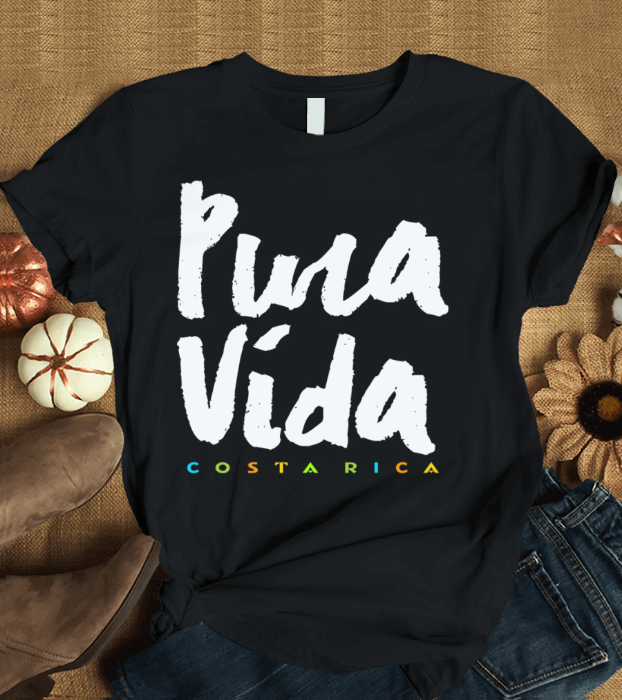 Pura Vida Costa Rica Vibrant Text T-Shirt