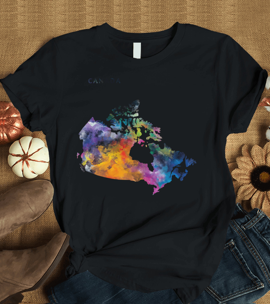 Canada Watercolor Map Multicolor T-Shirt