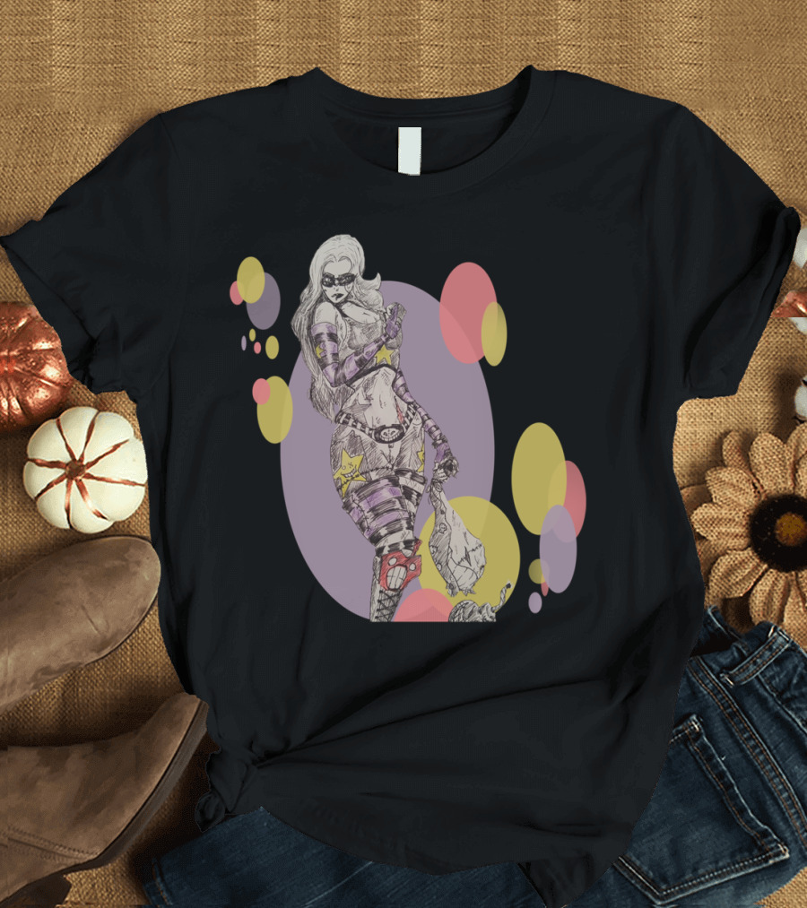 Bombergirl Star Stripes Comic Style Deadpan Mask T-Shirt