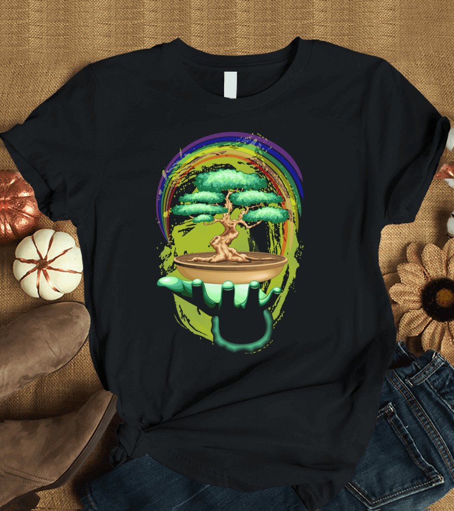 Bonsai Tree Held by Green Hand T-Shirt