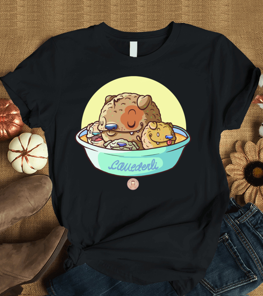 CANeDERLI Cute Dumplings in a Bowl with Smiling Faces T-Shirt