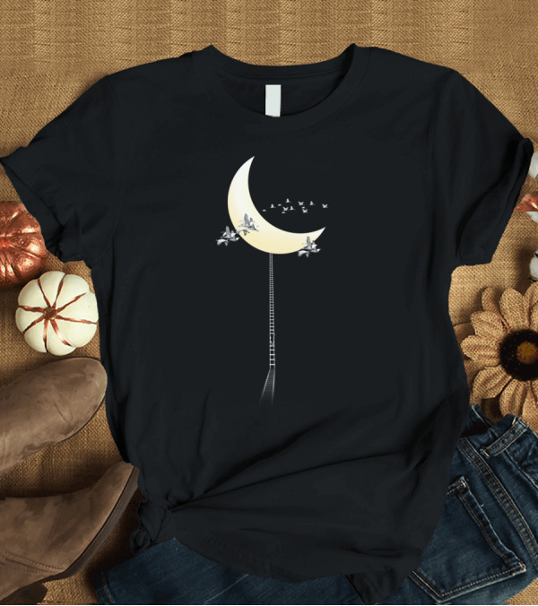 T-Shirt: Crane Migration Moon Ladder Journey T-Shirt Crane Migration Moon Ladder Journey T-Shirt