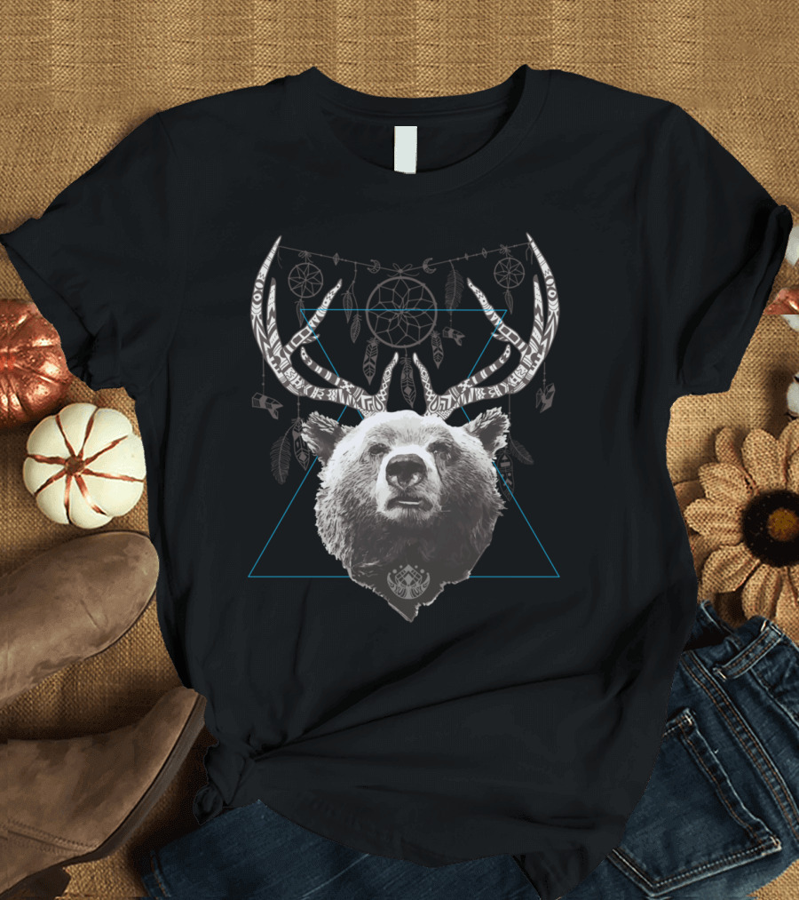 Bear Deer Dreamcatcher Antlers Fusion T-Shirt