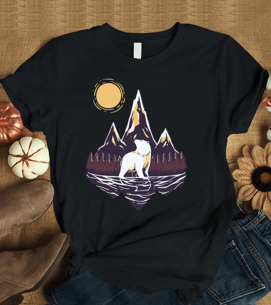 Bear Mountain Polar Wilderness Under Golden Sun T-Shirt