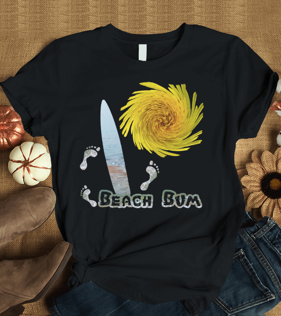 Beach Bum Footprints Sun Surf Fun T-Shirt