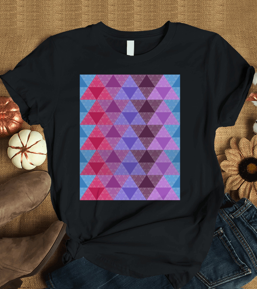 Funky Multicolor Geometric Triangle Pattern Structure T-Shirt