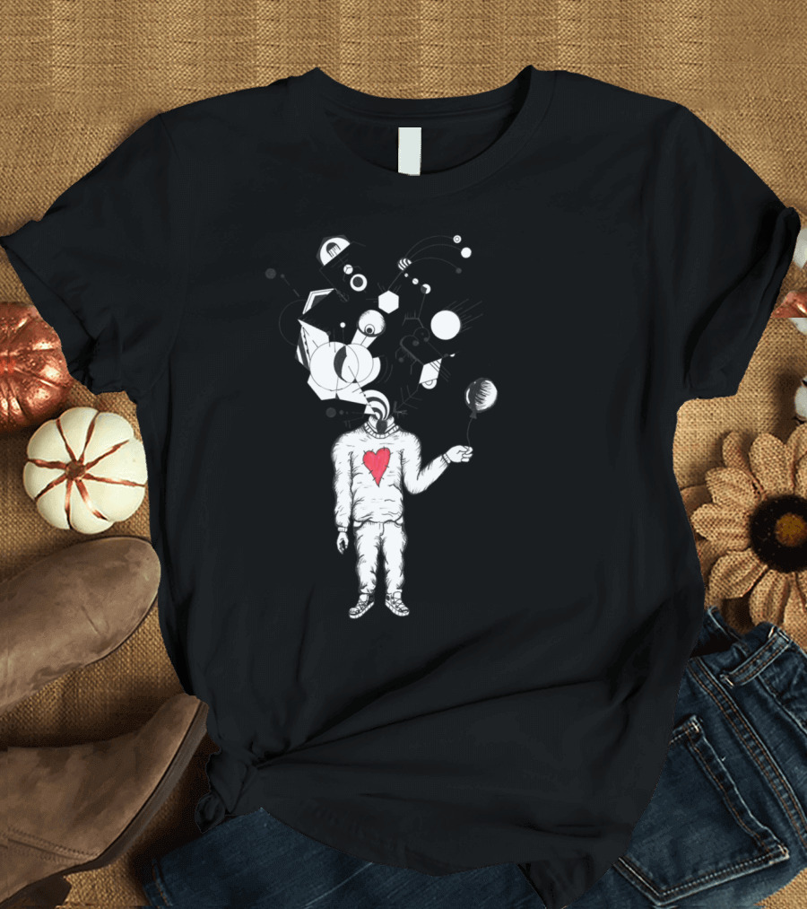 Creative Mind In A Heart Abstract Geometric Cosmic Figure T-Shirt