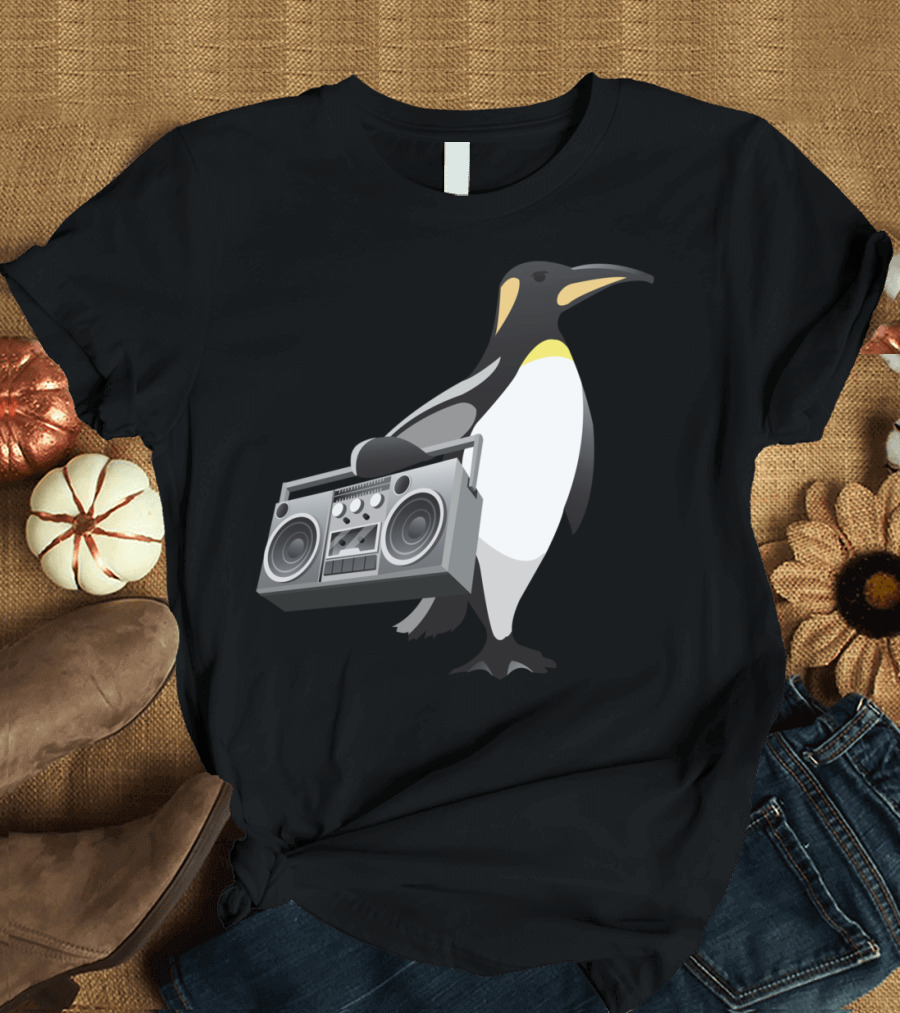 Beat Kingdom Ice Cold Penguin with Boombox Beats T-Shirt