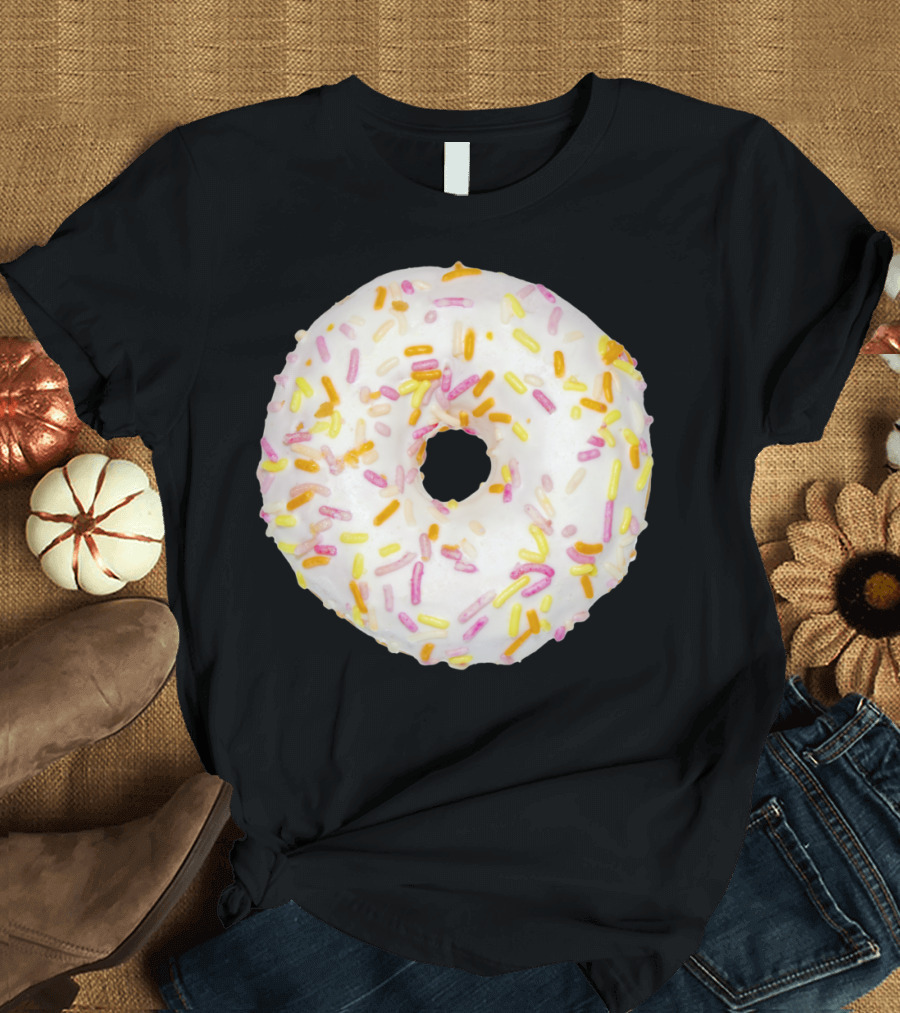 Round White Chocolate Doughnut with Colorful Sprinkles T-Shirt