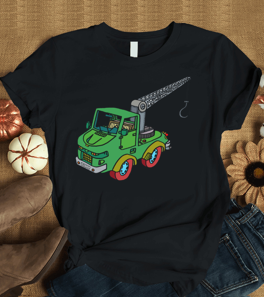 Crochet Truck with Green Crane and Red Wheels T-Shirt