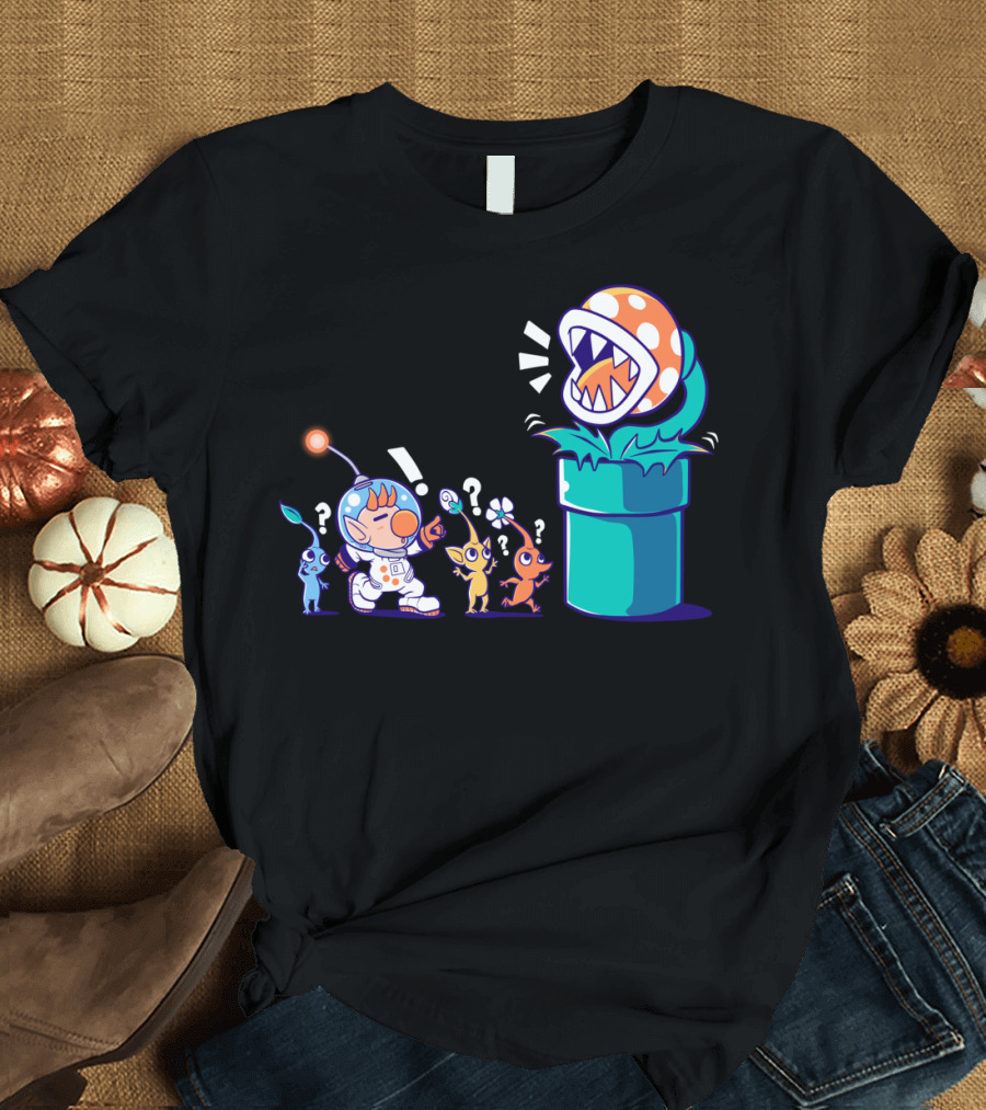 Pikmin Astronaut Wrong Planet Piranha Pipe Encounter T-Shirt
