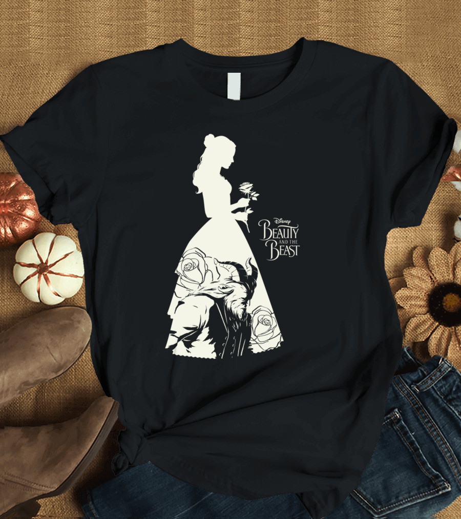 Disney Beauty And The Beast Silhouette With Rose T-Shirt
