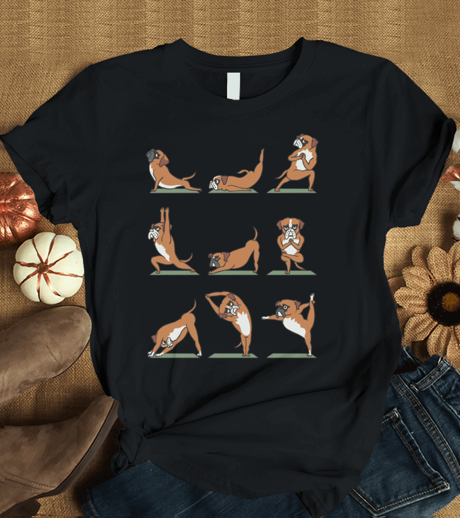 Boxer Dog Yoga Poses Collection T-Shirt