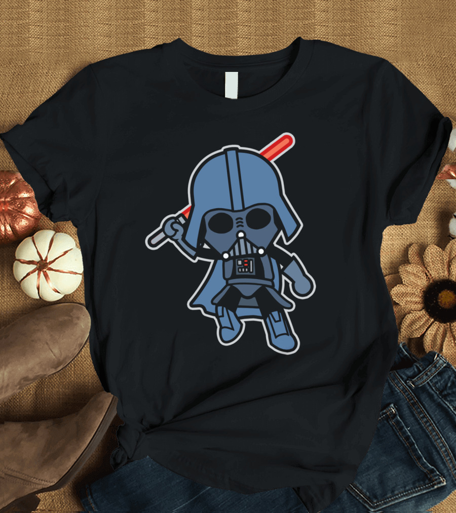 Cartoon Vader Attacks Lightsaber Iconic T-Shirt