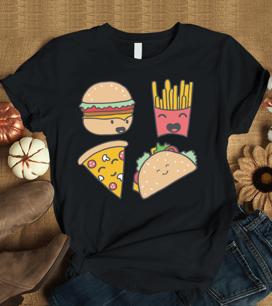 Fast Food Friends Burger Pizza Fries Taco Smiling Friends T-Shirt
