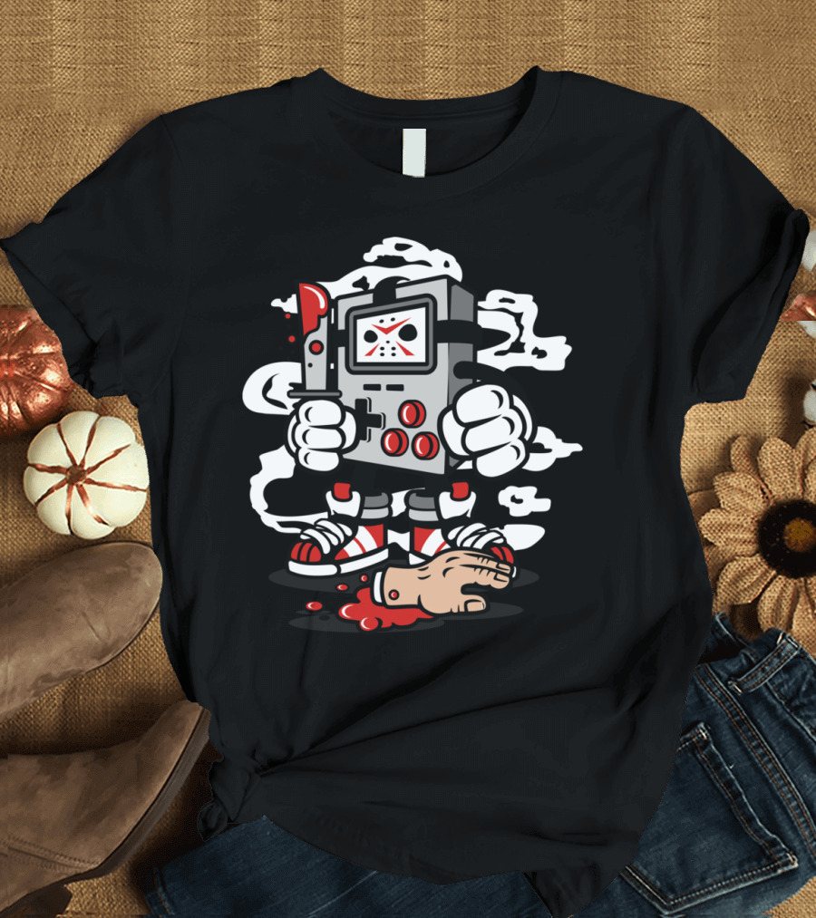 GAME OVER Retro Handheld Console with Knife and Severed Hand T-Shirt