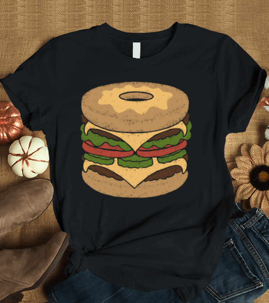 Donut Cheeseburger Lettuce Tomato Delight T-Shirt