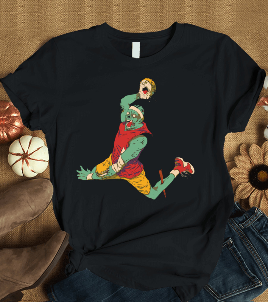 Zombie Basketball Brain Dunking Action T-Shirt