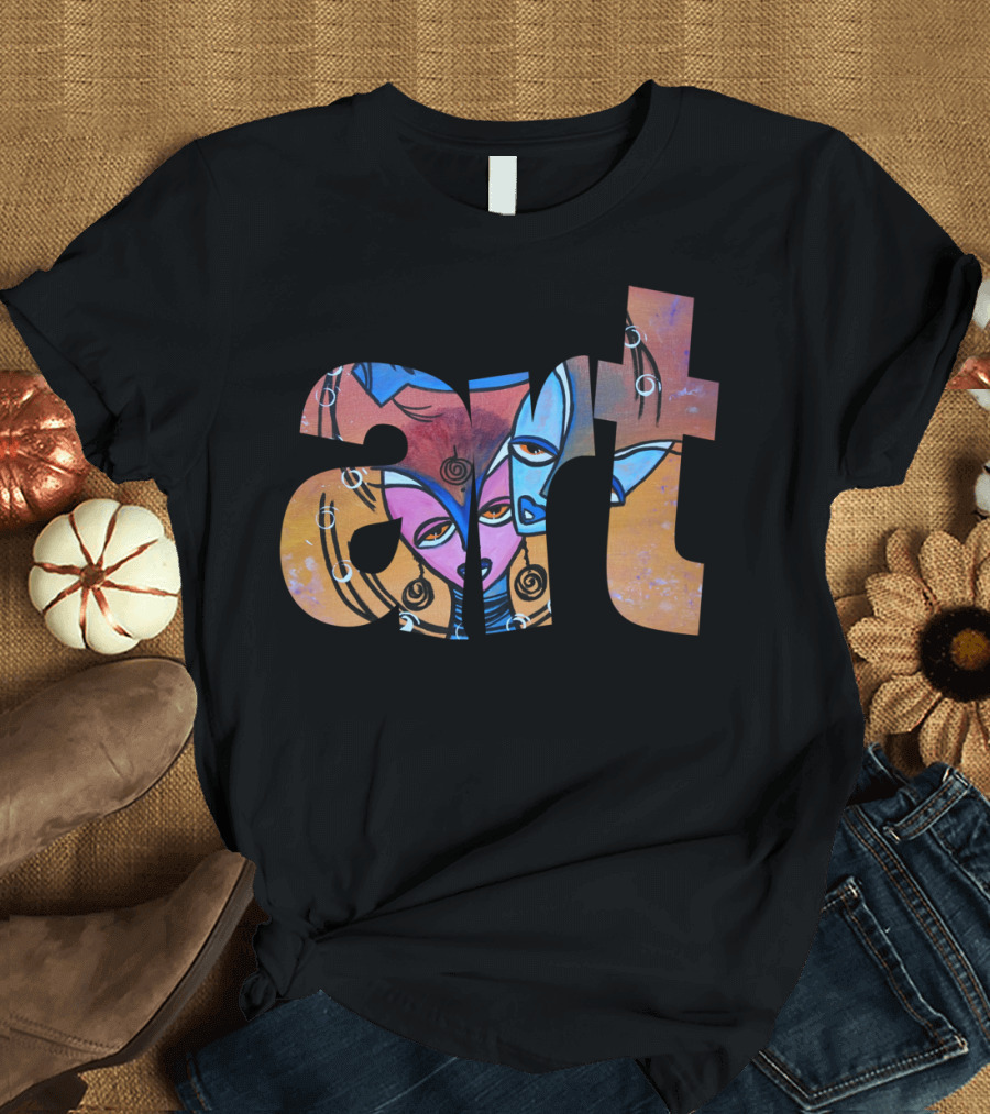 art Masked Faces Colorful Abstract T-Shirt