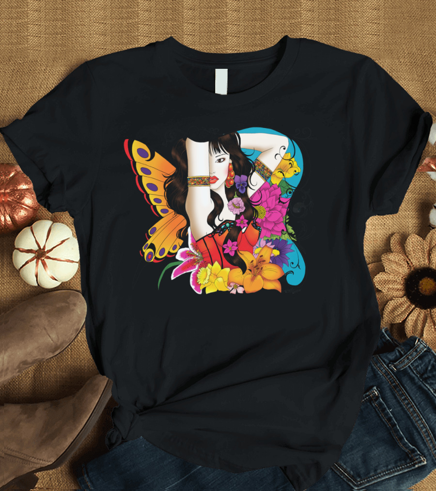 Garden Dance Butterfly Floral Fusion T-Shirt