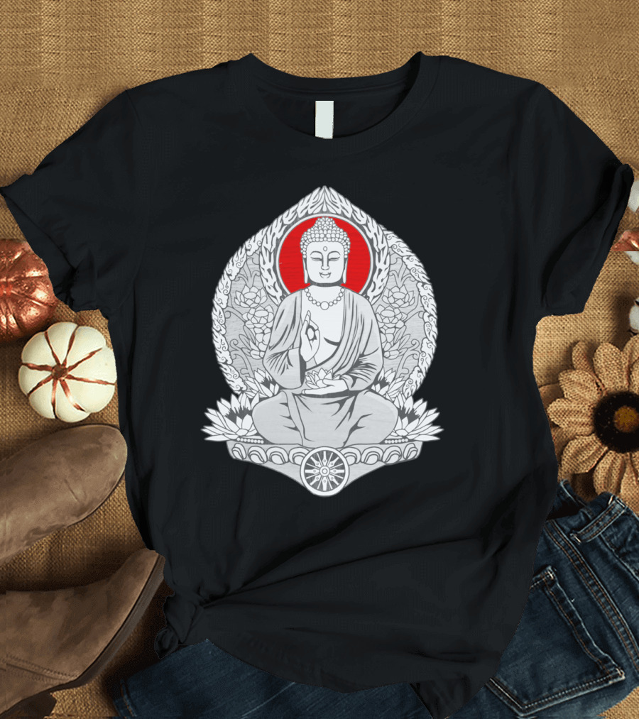 Gautama Buddha Meditation Lotus Mandala Wheel Enlightenment T-Shirt